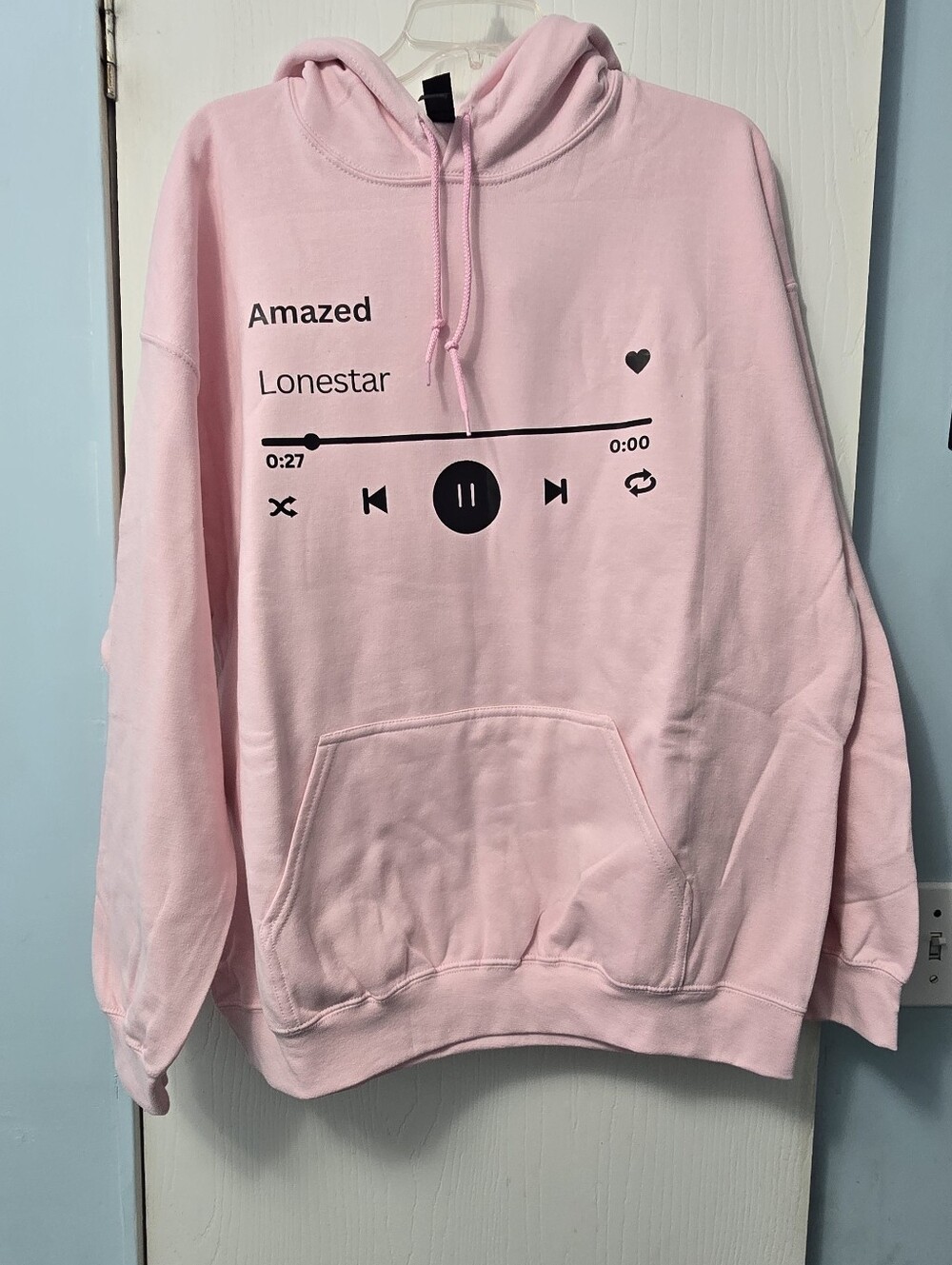 Gildan Pink Pullover Hoodie with Music Track Graphic